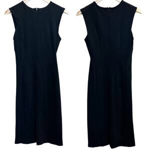 M.M. LaFleur Black Ponte Knit Sleeveless Sheath Dress Office Preppy Minimalist 8